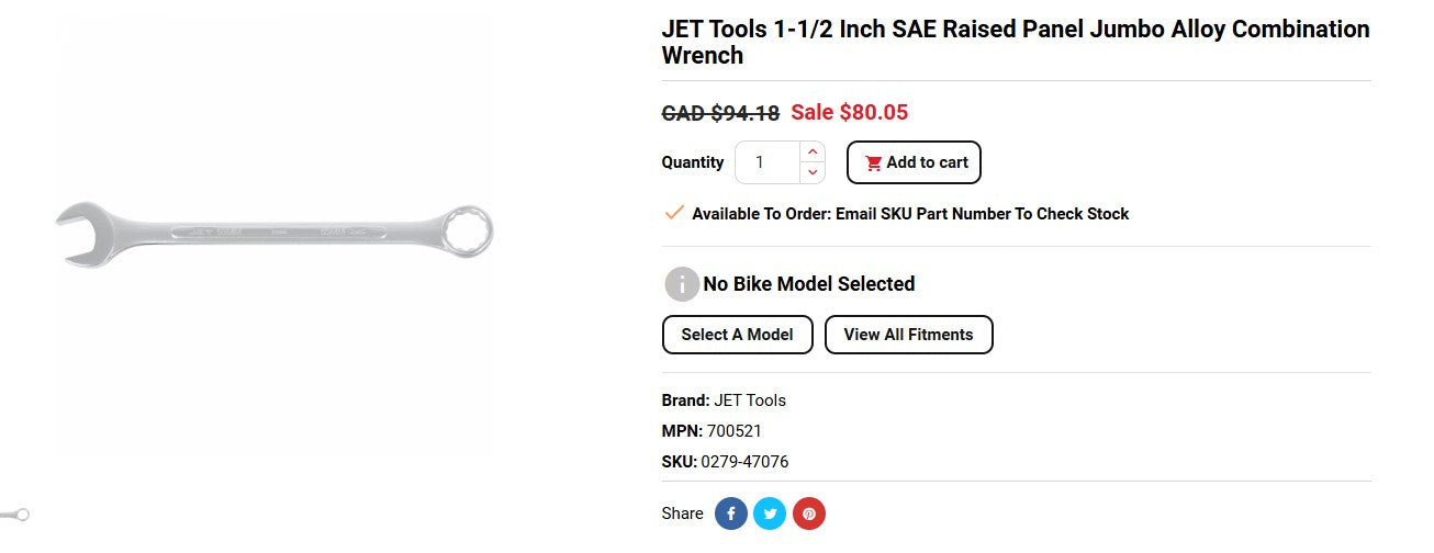 Toolex 1-1/2" Combination Wrench - 1248
