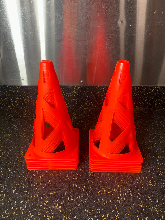 Collapsible Sports Agility Training Pylon Cones/Field Markers (9”, 12-piece set)