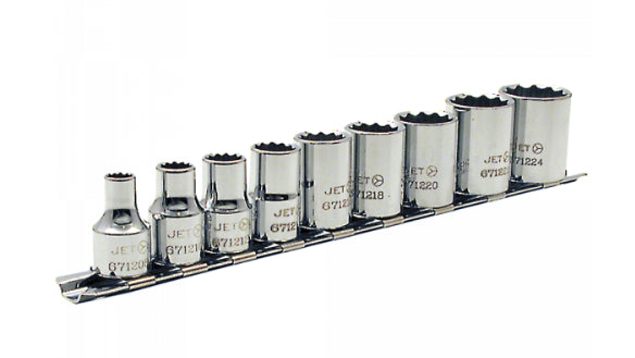 JET SAE Socket Set - 3/8" Drive 12 Point Sockets with Socket Rail (9-piece set) – ONLY SLIGHTLY USED