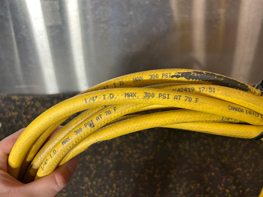 25-Foot 1/4” Diameter Air Hose with Male/Female Fittings (300 PSI Working Pressure)