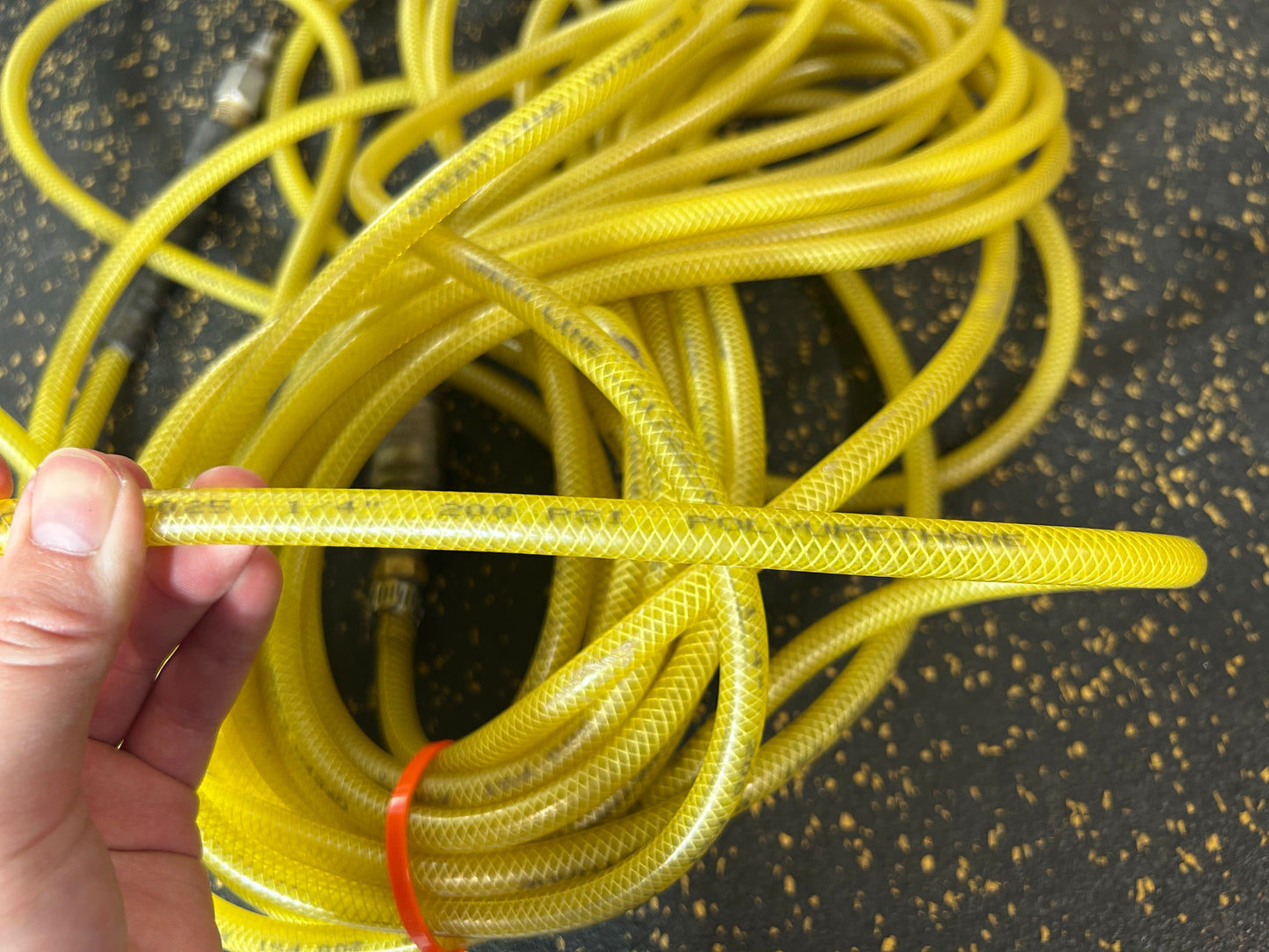 40-Foot Green Line 1/4” Diameter Air Hose with Male/Female Fittings (200 PSI Working Pressure)