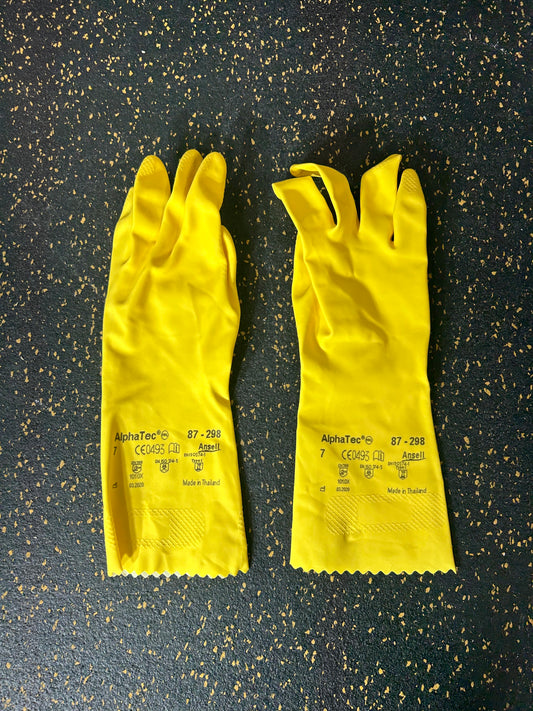 Ansell AlphaTec 87-298 Medium-Duty Latex Gloves (Chemical Resistant, Size 7/Small) – 38 PAIRS AVAILABLE, BRAND NEW