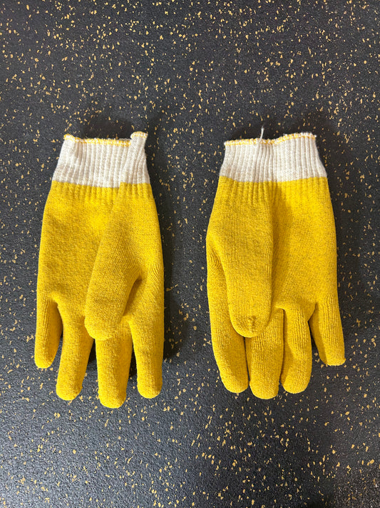 Large Yellow Coated Gloves with White Knitted Cuff (Size Large)