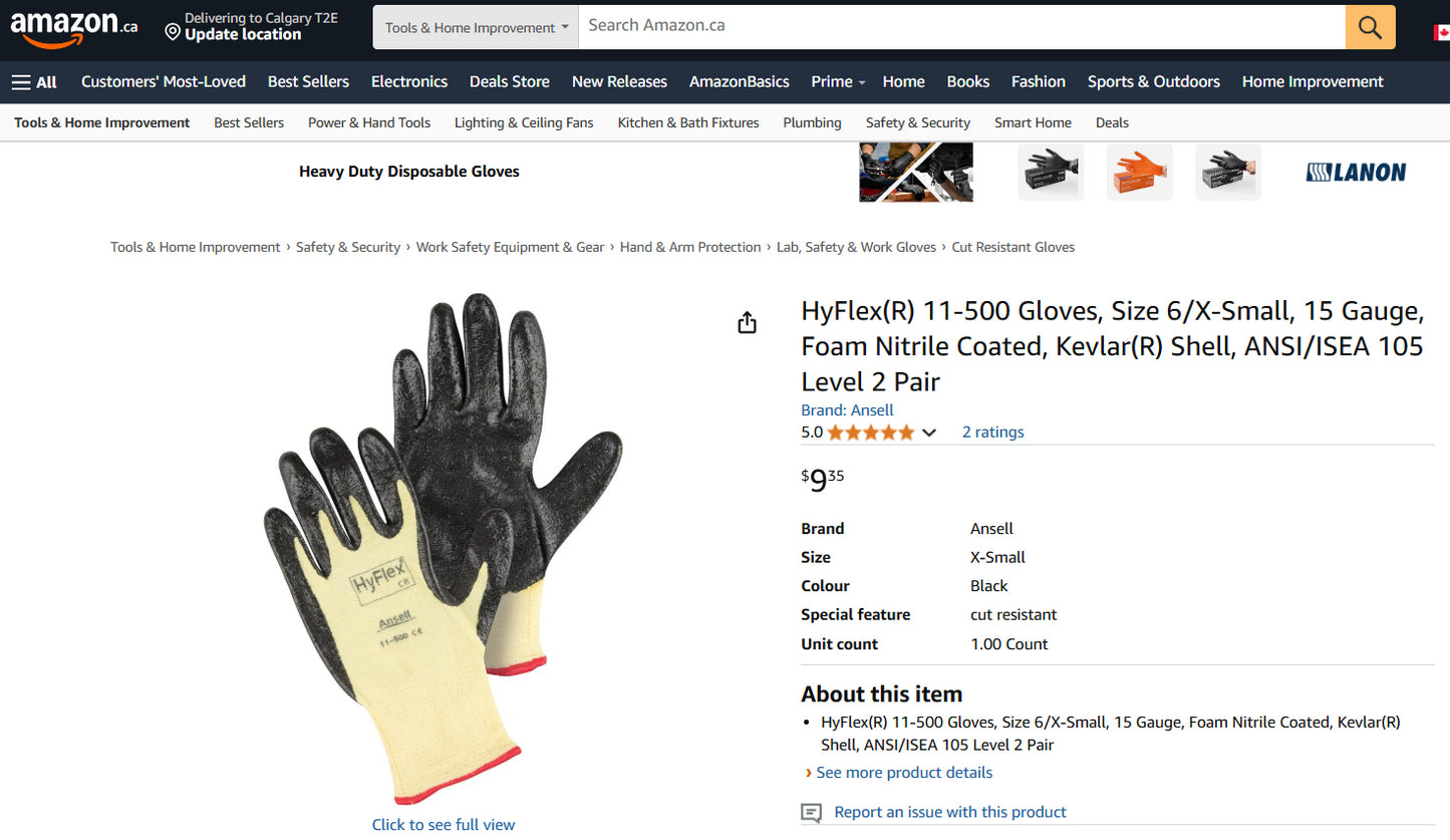 Ansell HyFlex CR 11-500 Gloves (Size 6/X-Small)