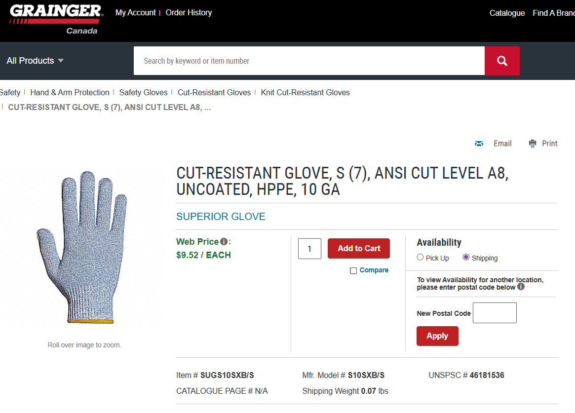 Superior Glove Blue Uncoated Cut-Resistant Gloves S10SXB (Size 7/Small)