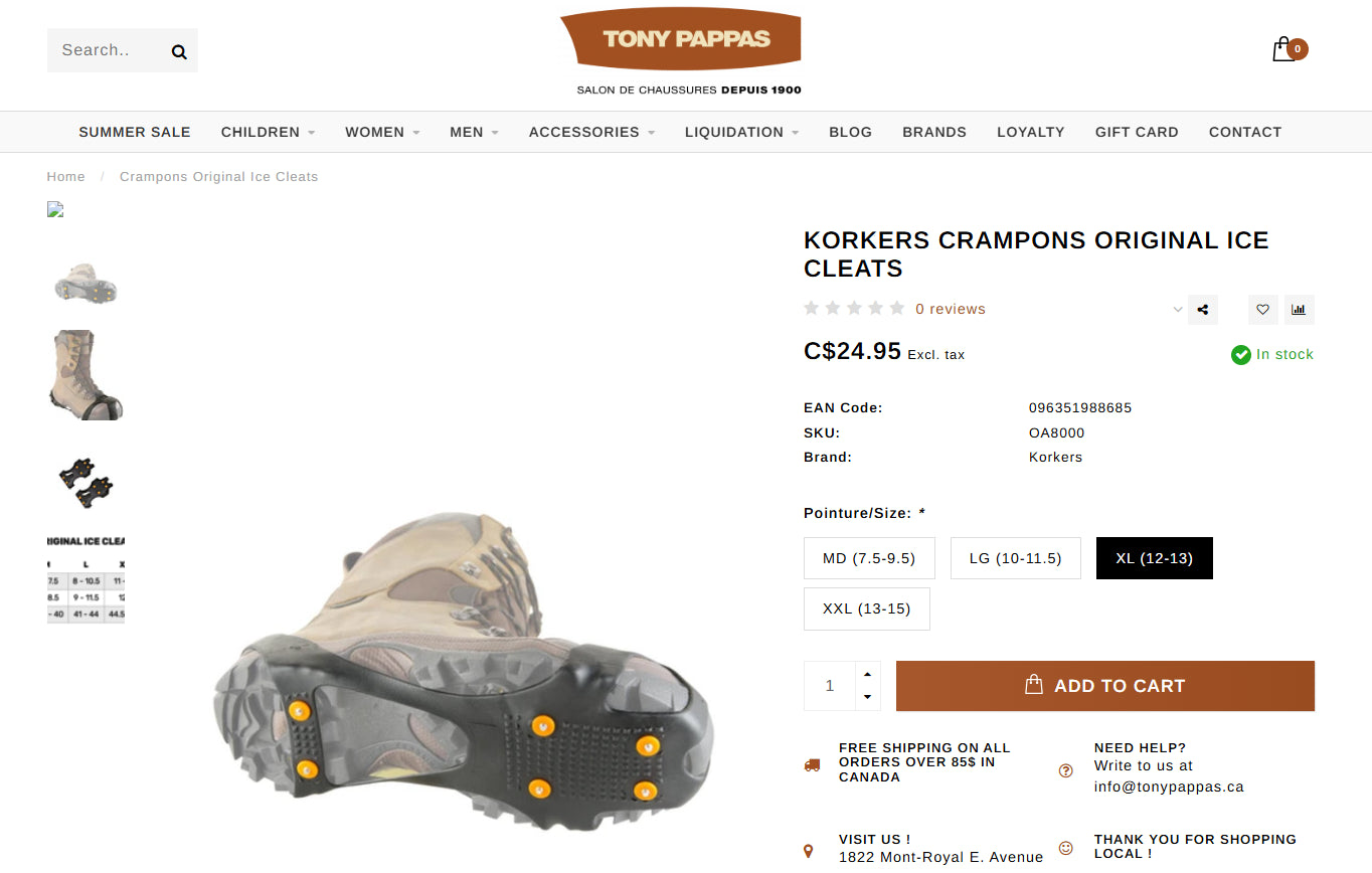 Korkers Original Ice Cleats (Size Medium, 5-8.5) – BRAND NEW
