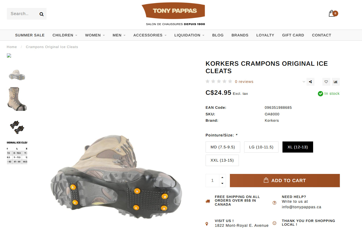 Korkers Original Ice Cleats (Size XL, 11.5-14)