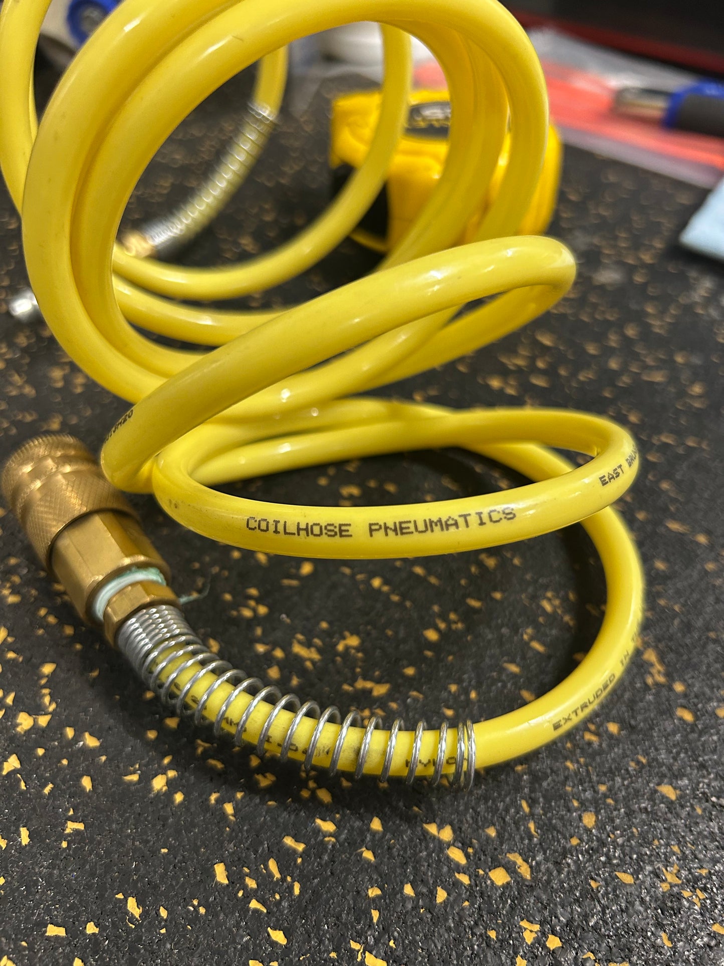 8-Foot Coilhose Pneumatics 1/4” (6.20mm) Diameter Coiled Nylon Air Hose with Male/Female Fittings (185 PSI Max Pressure)