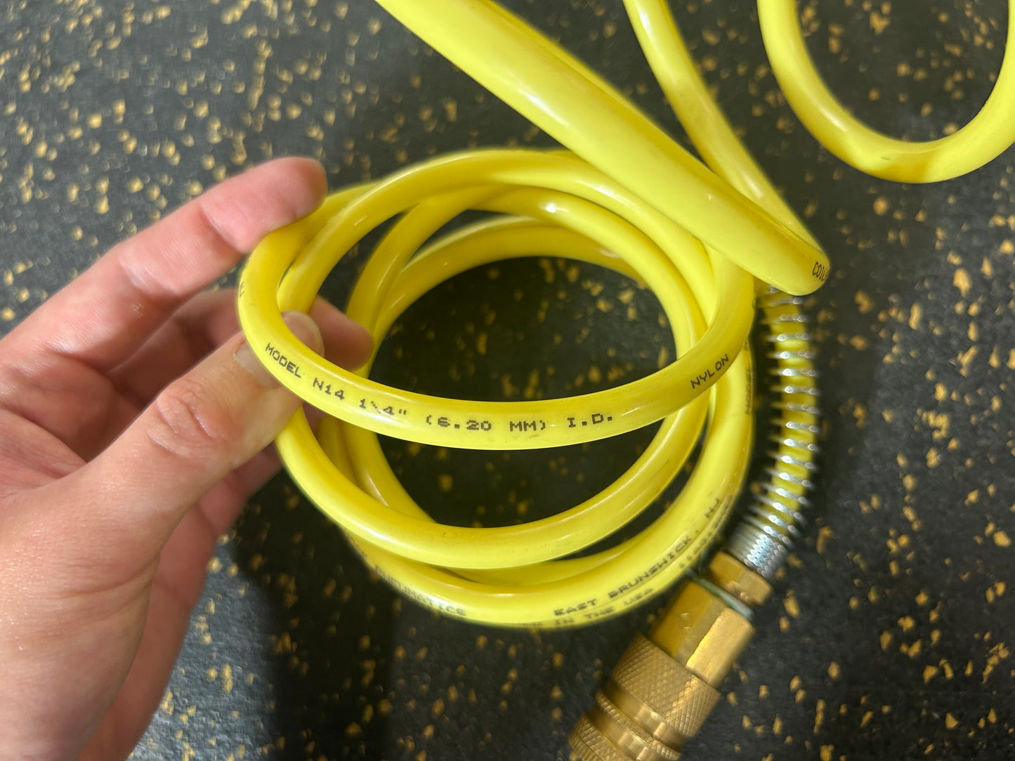 8-Foot Coilhose Pneumatics 1/4” (6.20mm) Diameter Coiled Nylon Air Hose with Male/Female Fittings (185 PSI Max Pressure)