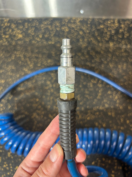 25-Foot 1/4” Diameter Coiled Air Hose with Male/Female Fittings (125 PSI Max Pressure)