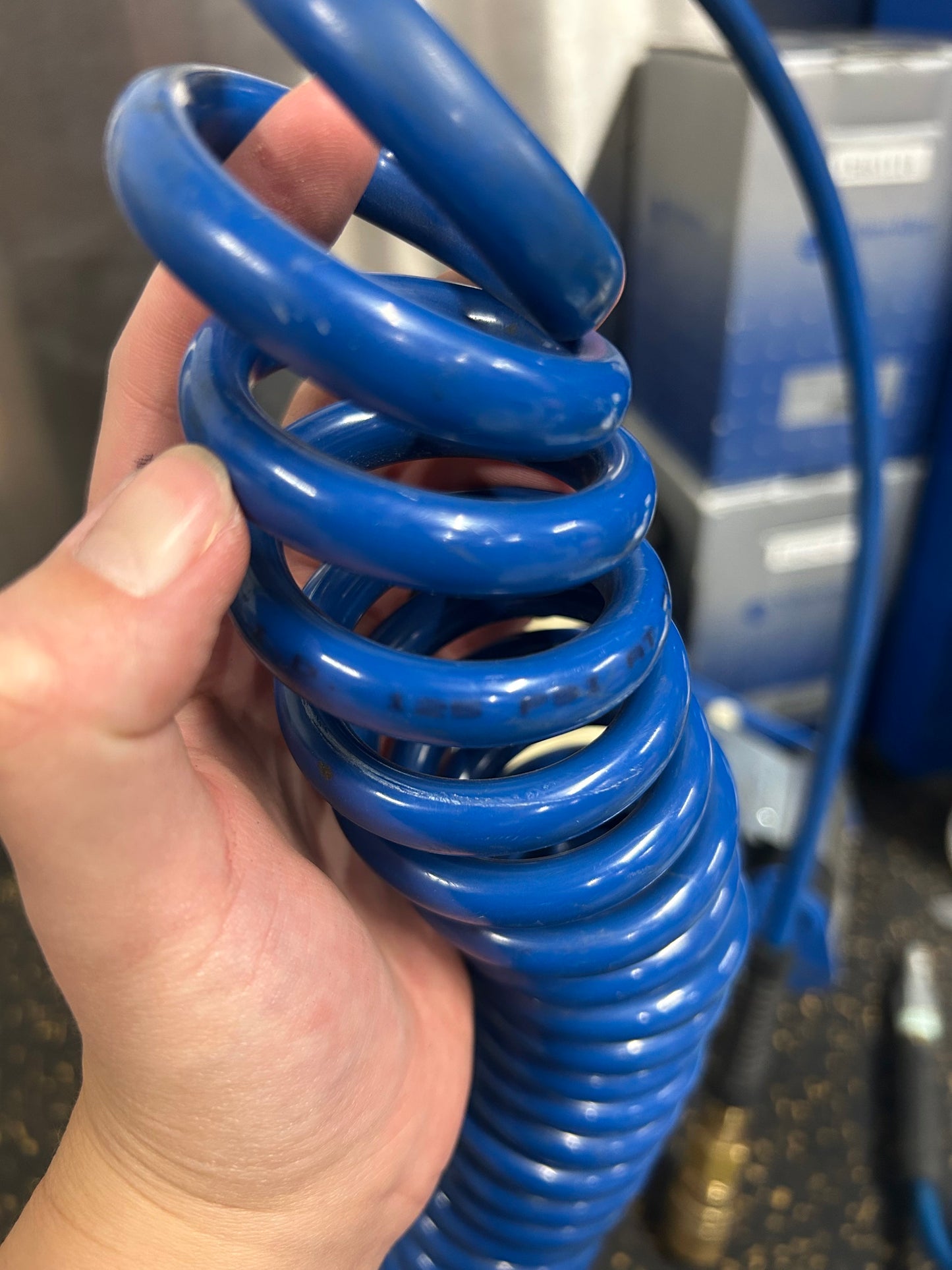 25-Foot 1/4” Diameter Coiled Air Hose with Male/Female Fittings (125 PSI Max Pressure)