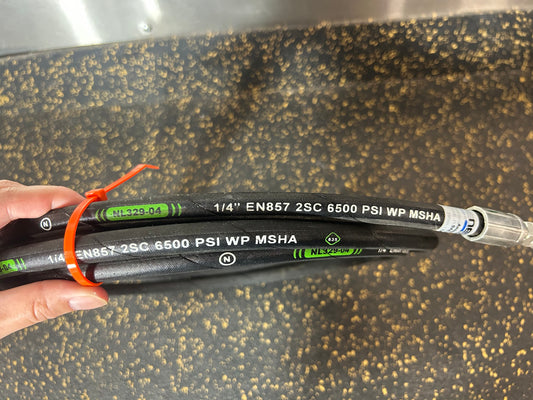 10-Foot 1/4” Diameter Hydraulic Hose (6500 PSI Working Pressure, Flame Resistant) – BRAND NEW, needs fittings