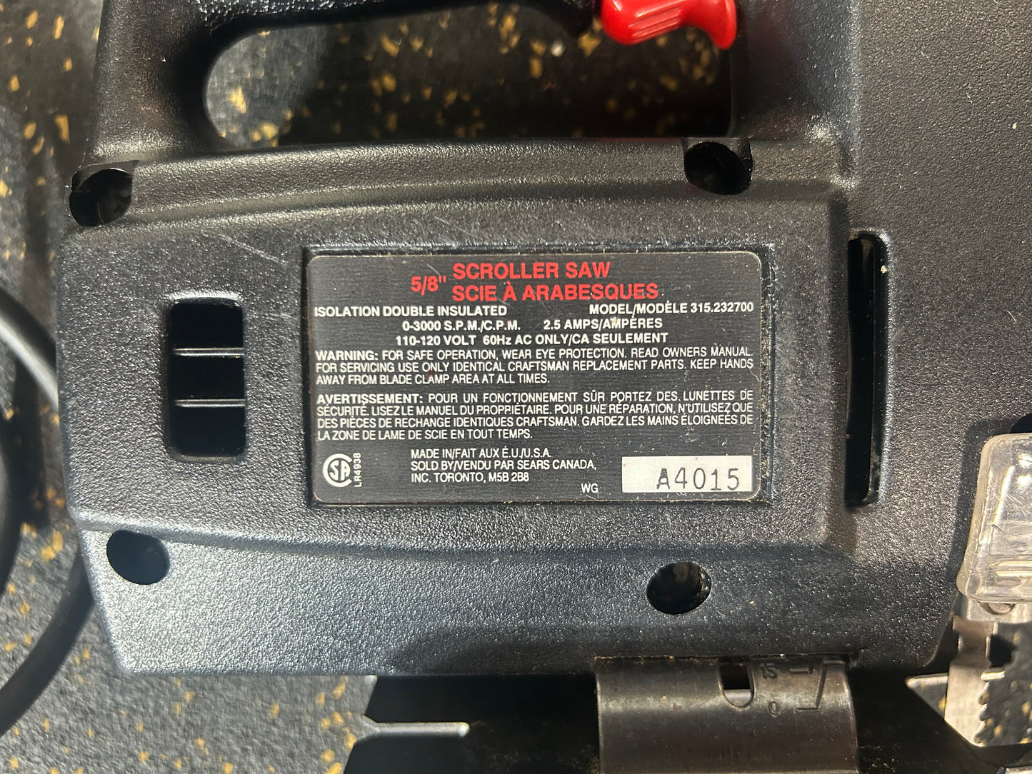 Vintage Sears CRAFTSMAN 5/8” Scroller Saw (2.5-Amp, Model 315.232700)
