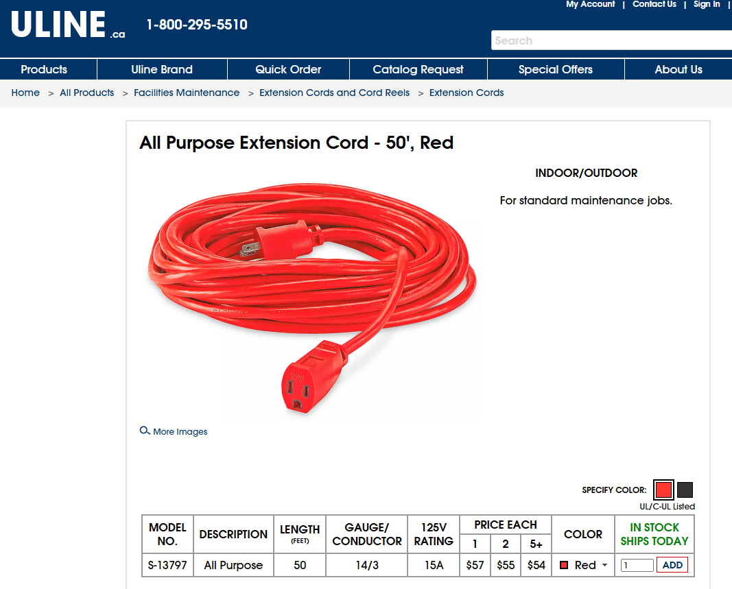 50-Foot Outdoor Extension Cord (3-Prong, 14 AWG, Water-Resistant)