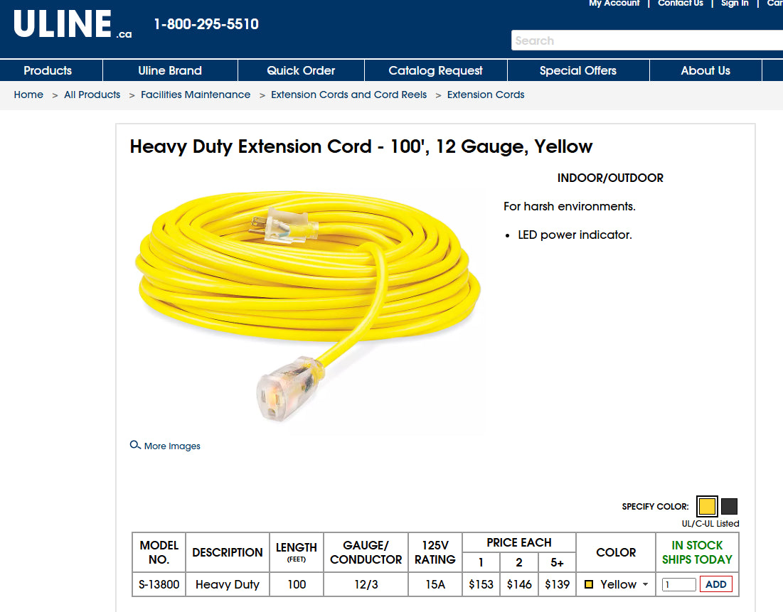 100-Foot Extension Cord (3-Prong, 12 AWG)