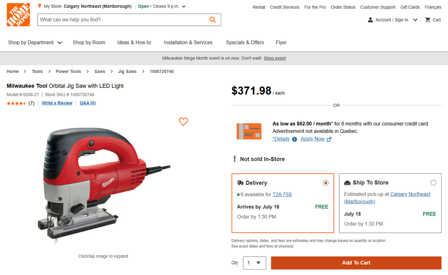 Milwaukee Heavy-Duty Corded Top Handle Orbital Jigsaw (Model 6266 22, 120V, 6.2-Amp)