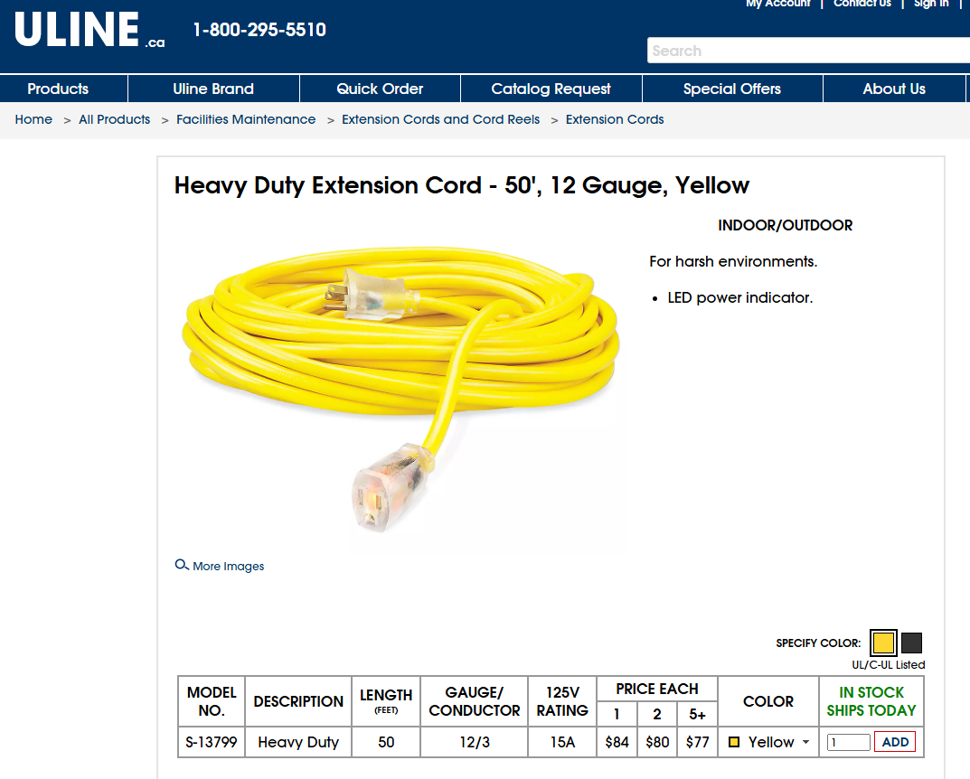 50-Foot Extension Cord (3-Prong, 12 AWG)