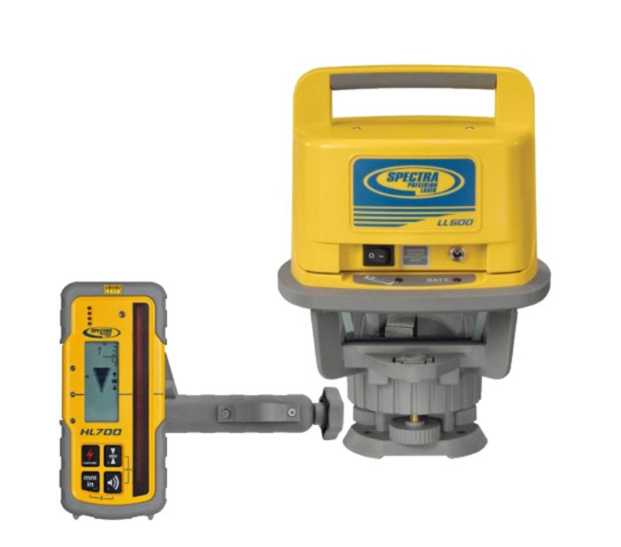 Spectra Precision LL500 Laser Level w/ HL700 Laser Receiver, Tripod, & Telescopic Rod