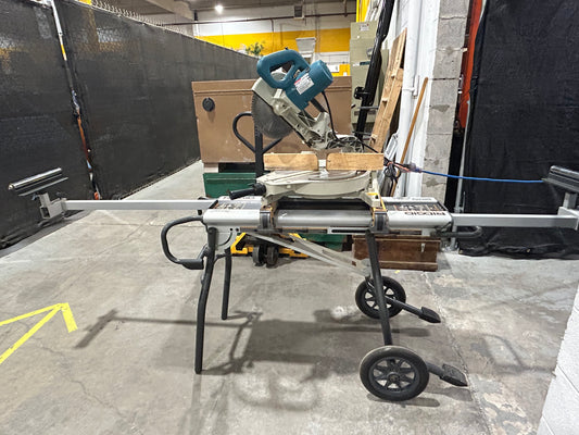 Makita LS1013 10” Dual Sliding Compound Miter Saw (120V Corded 13-Amp) w/ RIDGID Mobile Miter Saw Stand & 3 Blades