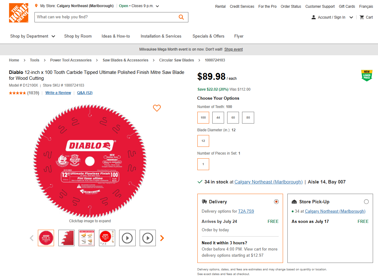 RIDGID 12” Compound Miter Saw (120V Corded 15-Amp) – COMES WITH 3 BLADES, POWERFUL