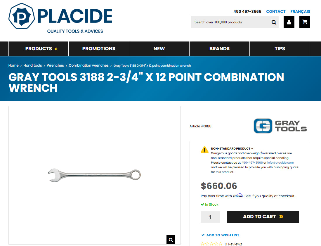 Gray Canada 2-3/4” Combination Wrench (Model 3188)