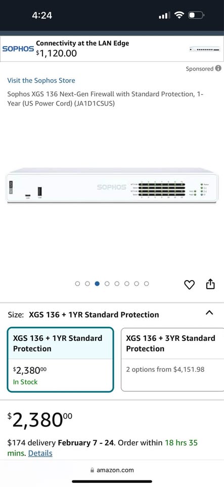 Sophos XGS 136 Next-Gen Firewall (US Power Cord)