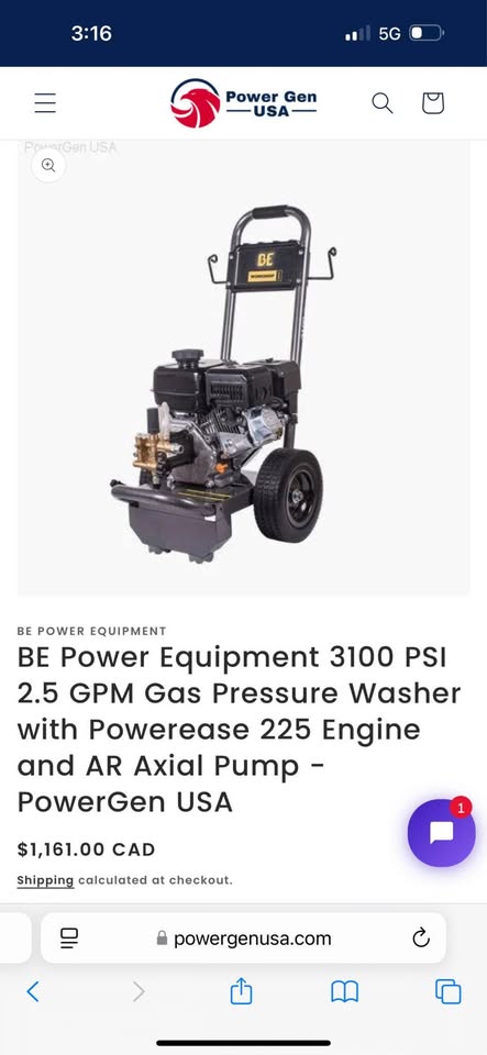 BE 3100 PSI 2.5 GPM Gas Powered Pressure Washer - Heavy Duty Well Made - JUST SERVICED