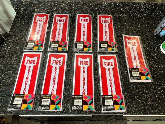 Fire Extinguisher Signs (Adhesive, 8-piece pack) - BRAND NEW