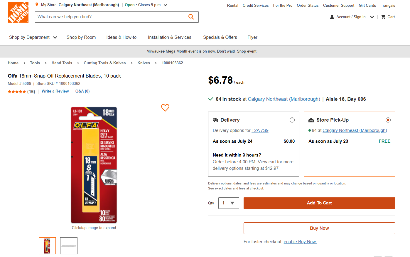 OLFA 3/4” (18mm) Heavy-Duty Snap-Off Replacement Blades (10-piece pack) – 3 PACKS AVAILABLE, BRAND NEW