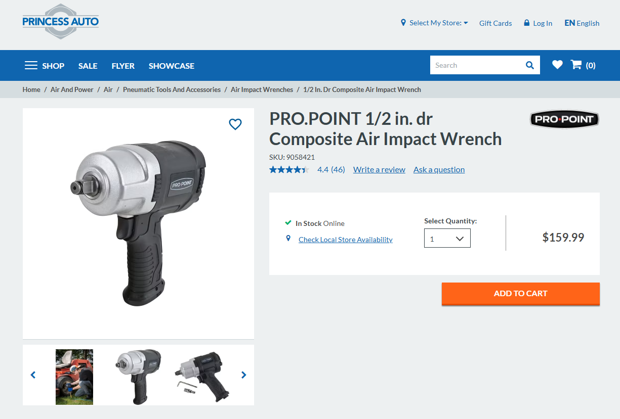 PRO POINT 1/2" Drive Composite Air Impact Wrench (200 to 1150 ft-lb Torque Range) – DURABLE