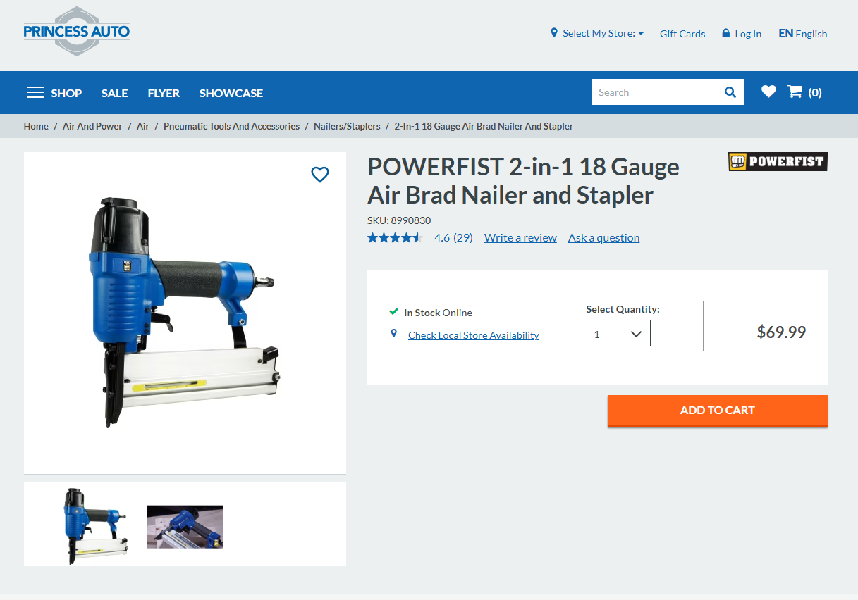 POWERFIST 2-in-1 18-Gauge Pneumatic Brad Nailer and Stapler (Model XAGD50/9040)