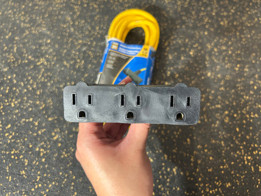 POWERFIST 10-Foot (3m) Triple Outlet Outdoor Extension Cord (3-Prong, 16 AWG)