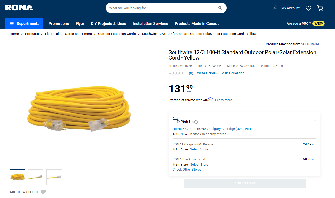 Southwire 100-Foot Outdoor Extension Cord (3-Prong, 12 AWG, Water-Resistant)