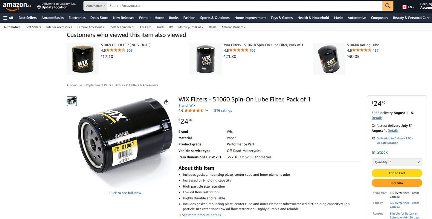 WIX Spin-On Lube/Oil Filter (51060)