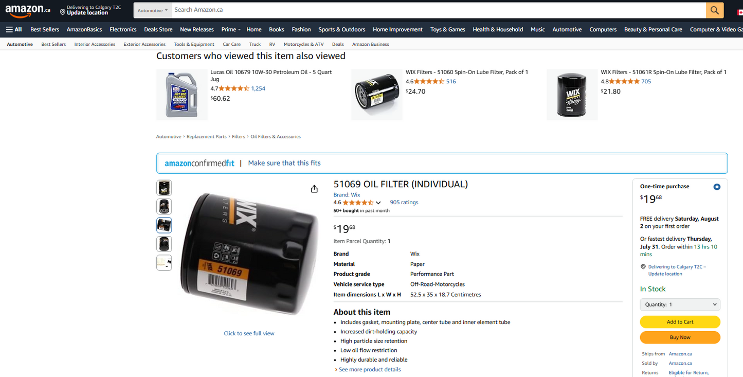 WIX Spin-On Lube/Oil Filter (51069)