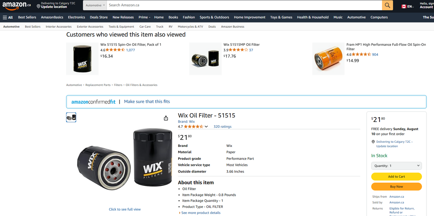 WIX Spin-On Lube/Oil Filter (51515)