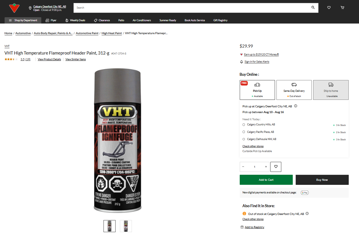 VHT Very High Temperature Flameproof Header Paint (Cast Iron Colour, 312g)