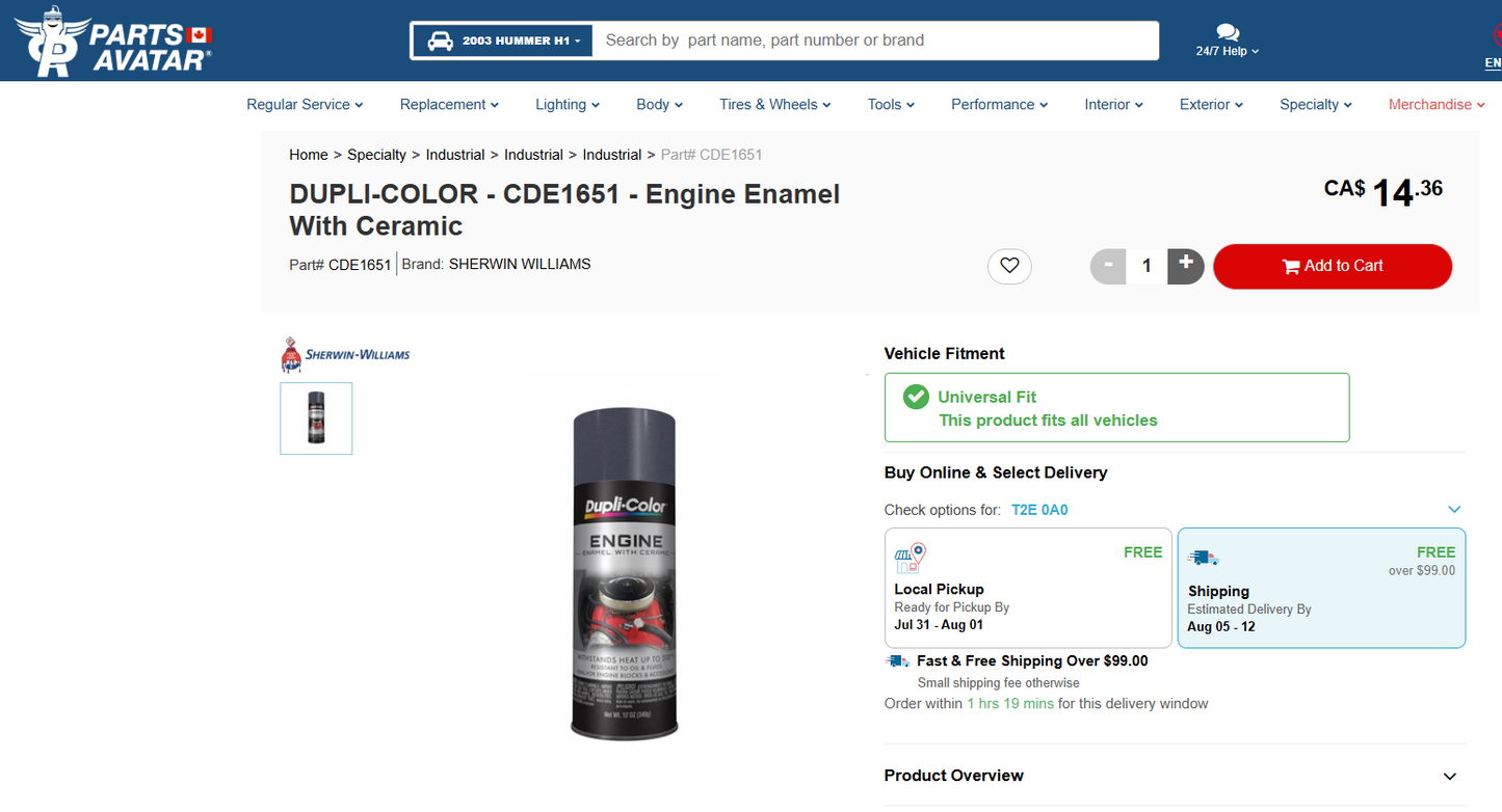 Sherwin Williams Dupli-Color Engine Enamel with Ceramic CDE1651 (Cast Coat Iron, 340g)