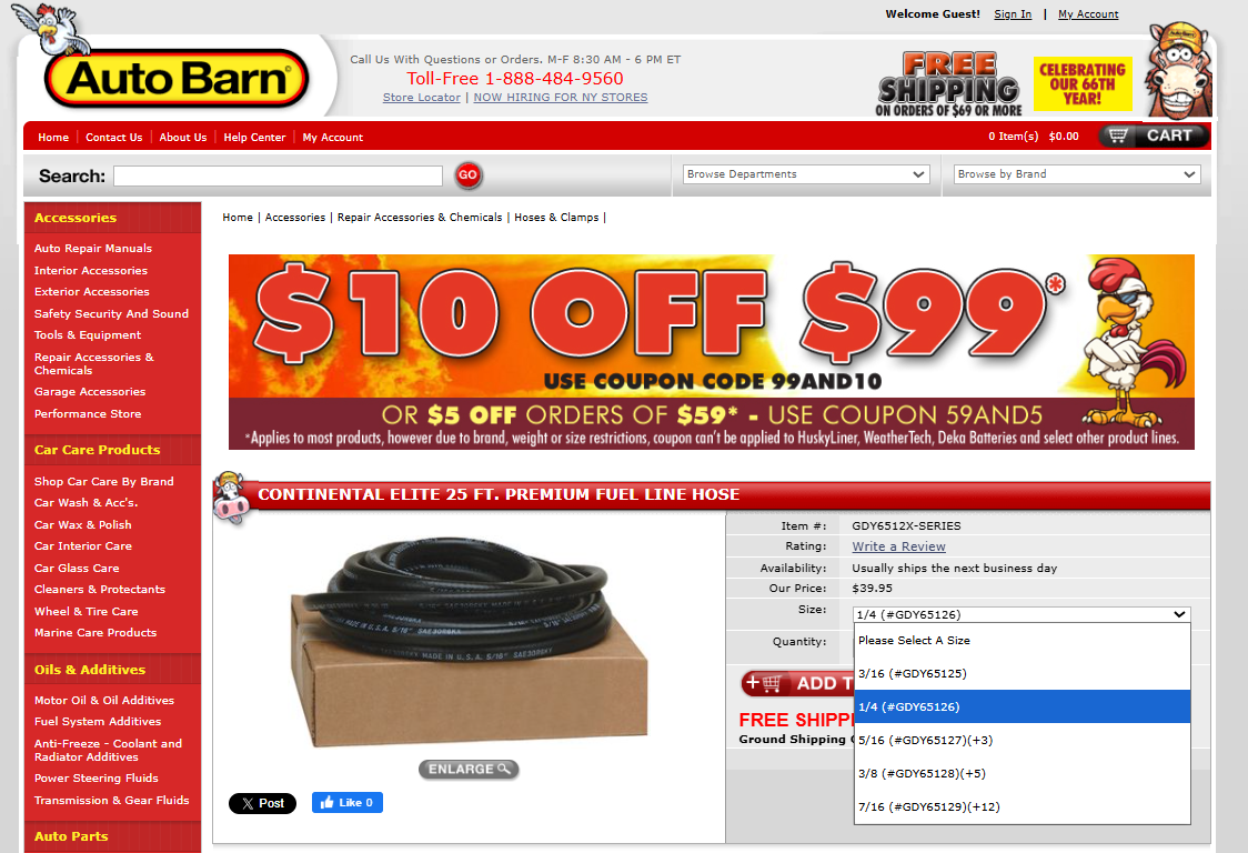 Continental Elite Hose Merchandiser (Fuel/Heater Hose Tubing Cabinet, Model 65080) – comes with some tubing!