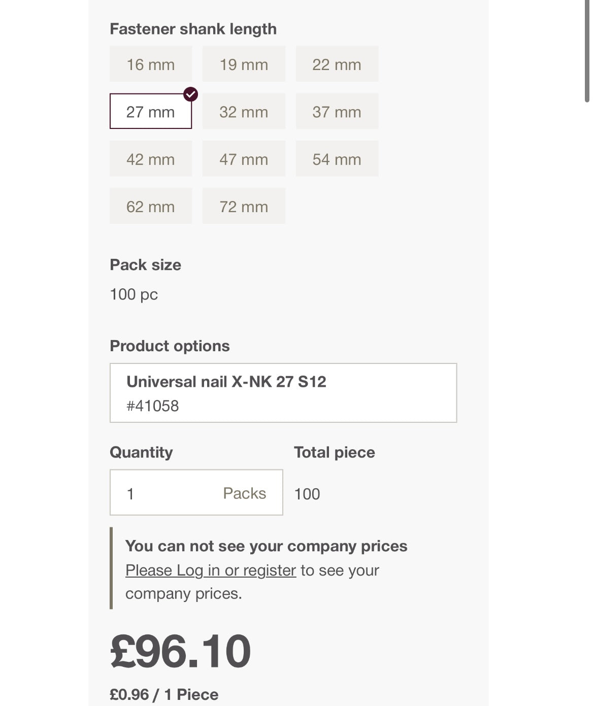 Hilti NK ENK Steel/Concrete Nails with Washer (27mm or 1-1/16”, 67 pieces only)