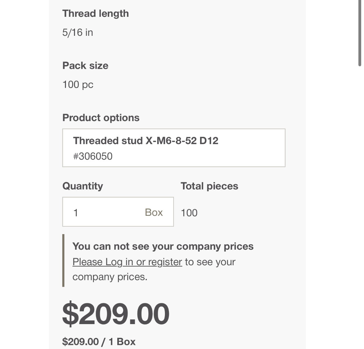 Hilti W6-20-27 D12 Threaded Studs with Washer (20mm or 13/16”, 100-piece set)