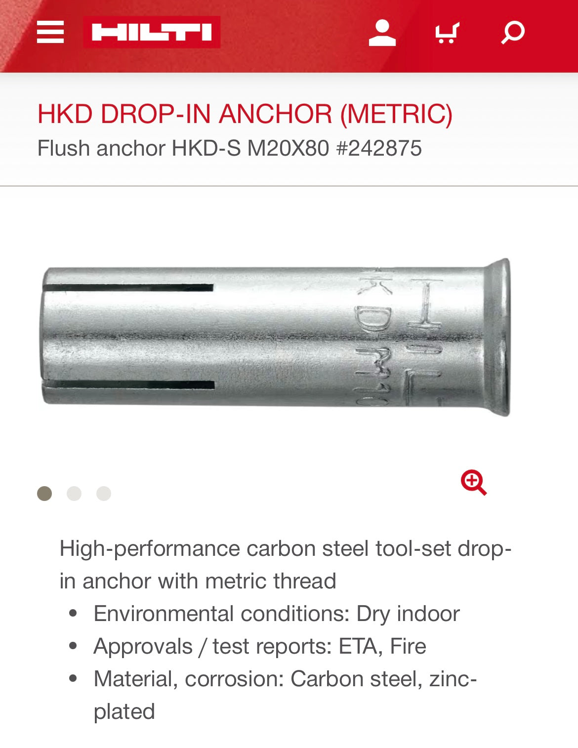 Hilti HKD Drop-in Anchors (16mm or 5/8”, 13 pieces only)