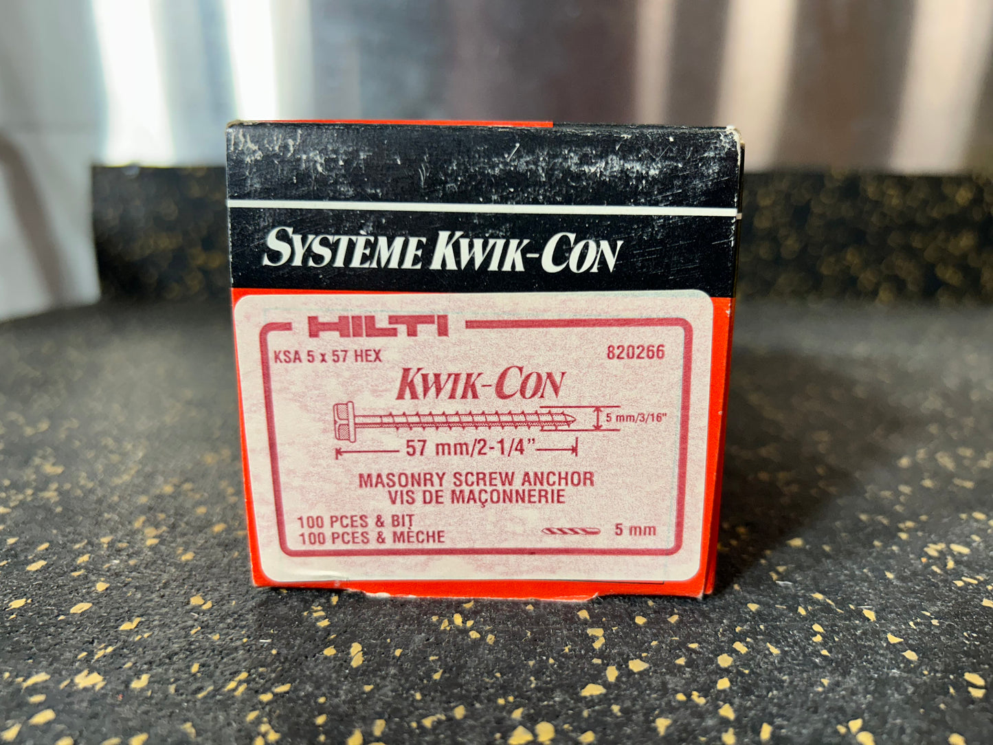 Hilti KWIK-Con Masonry Screw Anchors (1/4” x 2-1/4”, 100-piece box)
