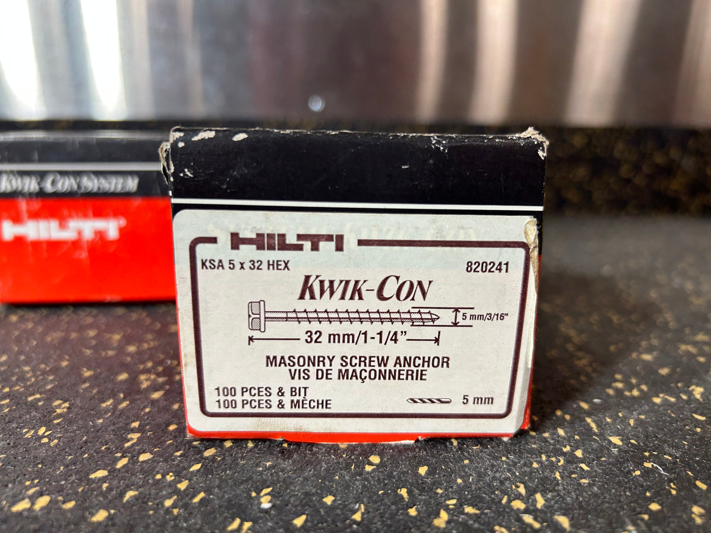 Hilti KWIK-Con Masonry Screw Anchors (1/4” x 1-1/4”, 100-piece box)