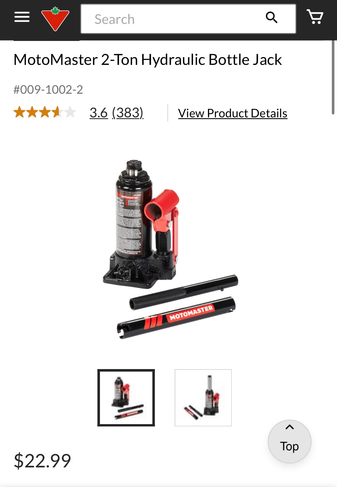 MotoMaster 2-Ton Hydraulic Bottle Jack