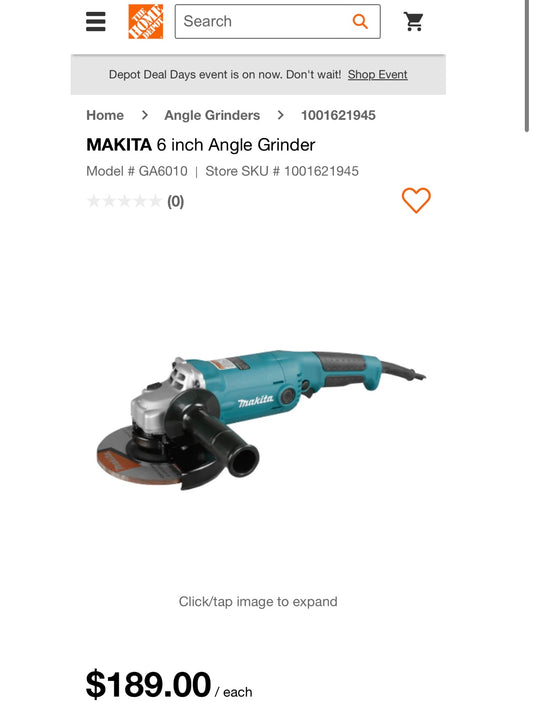 Makita 6” Trigger Switch Angle Grinder (w/ Guard, Handle, Walter 5” Knot-Twisted Wide Wire Wheel Brush, 3 Klingspor Kronenflex EDGE 4-1/2” Cut-Off Wheels)