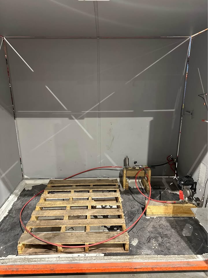 Custom 100” x 64” x 86” High-Pressure Blast Chamber with Haskel ASF-150 Pump, 20,000 PSI