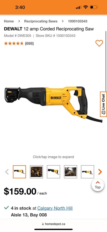 Dewalt DWE305 Corded Reciprocating Saw /Sawzall