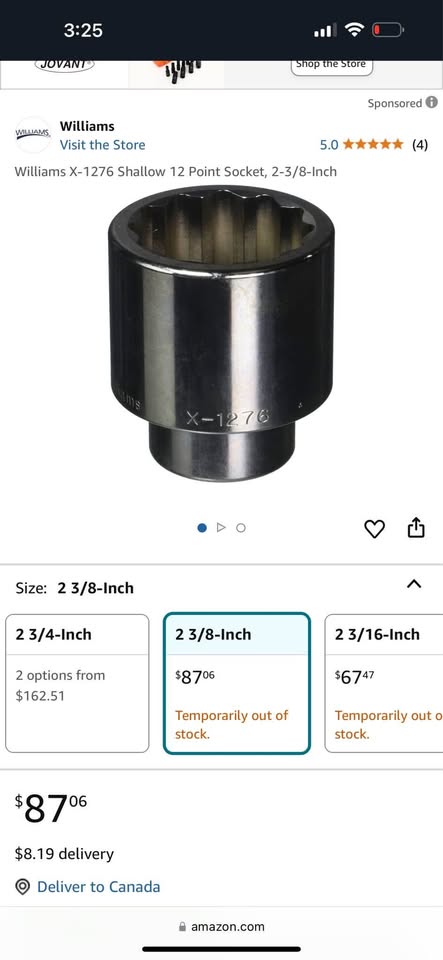 Williams X-1276 Shallow 12 Point Socket 2 3/8”