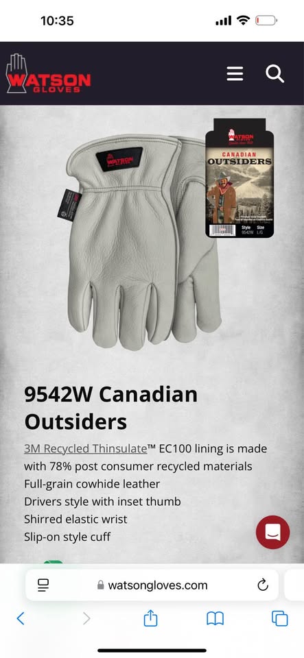 Watson Canadian Outsider Cowhide Leather Work Gloves